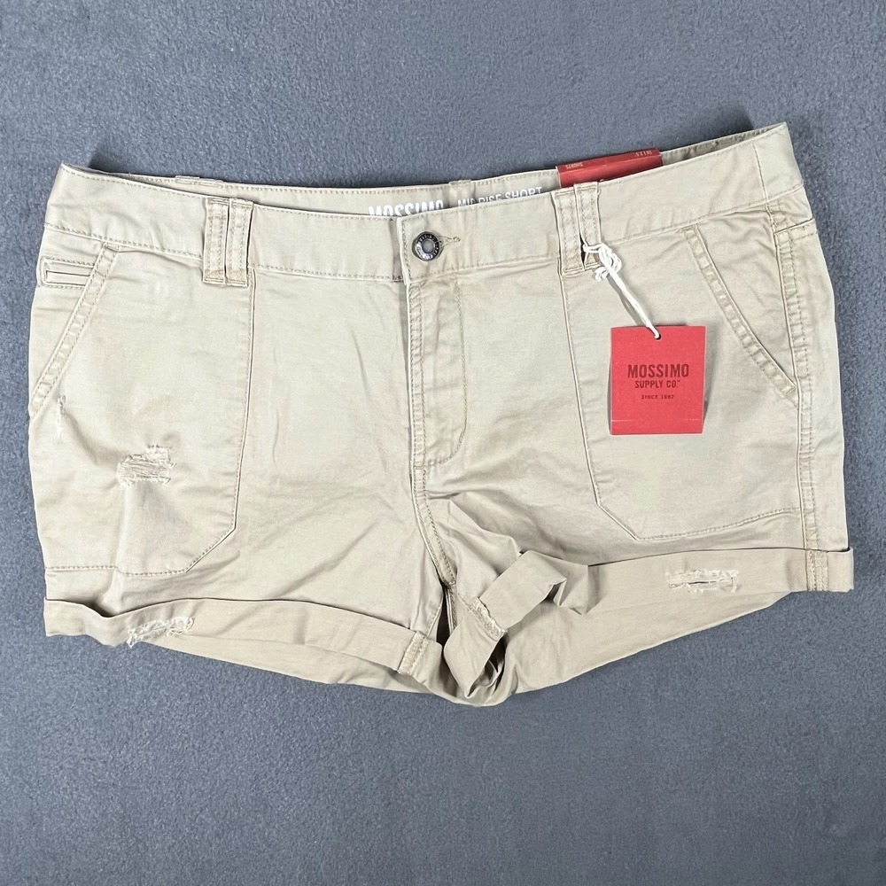 NWT Mossimo Supply Co Y2K Mid-Rise Shorts Size 10 Distressed Neutralcore Fit